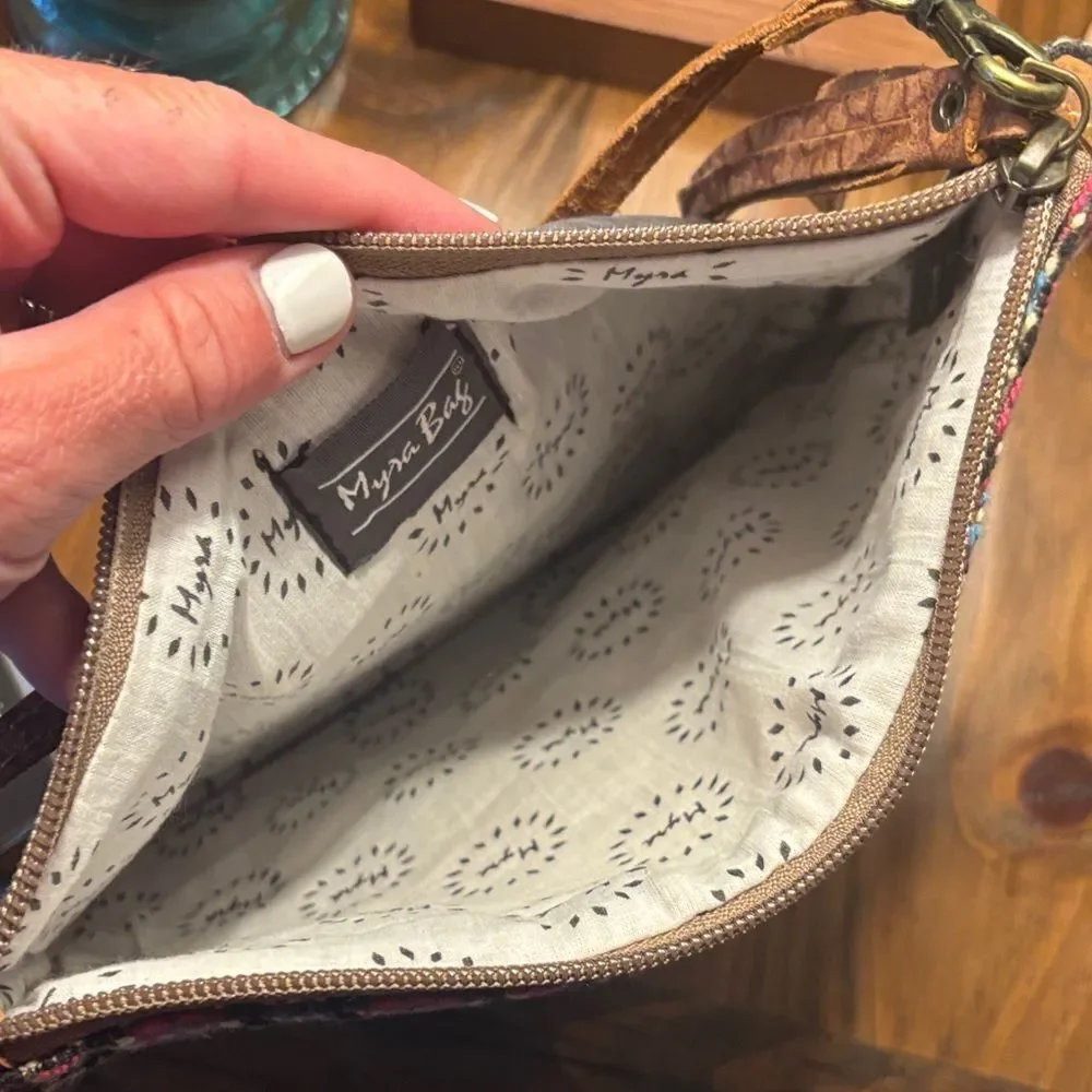 NWT Myra Bag Pink and Brown Aztec Patterned Clutch